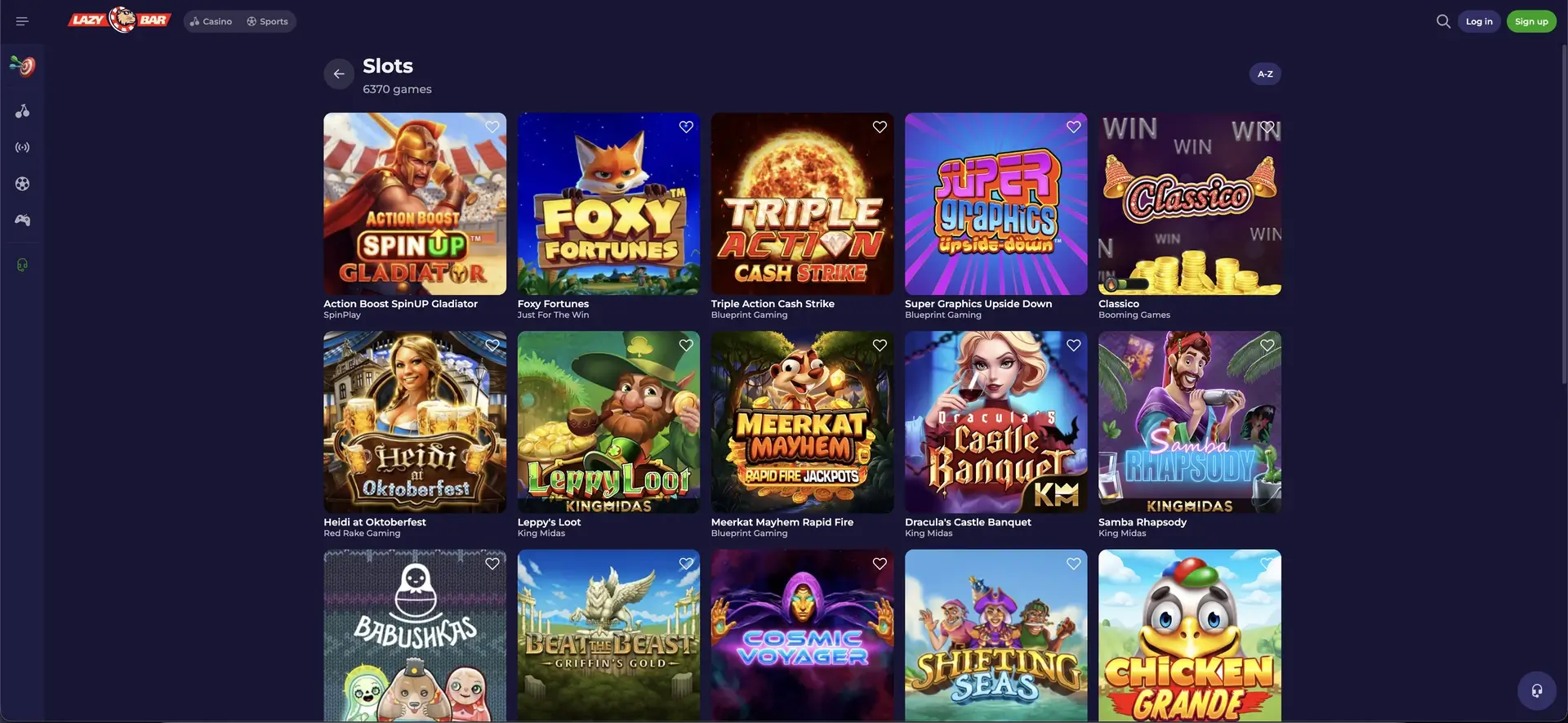 Selectie slots bij Lazybar Casino