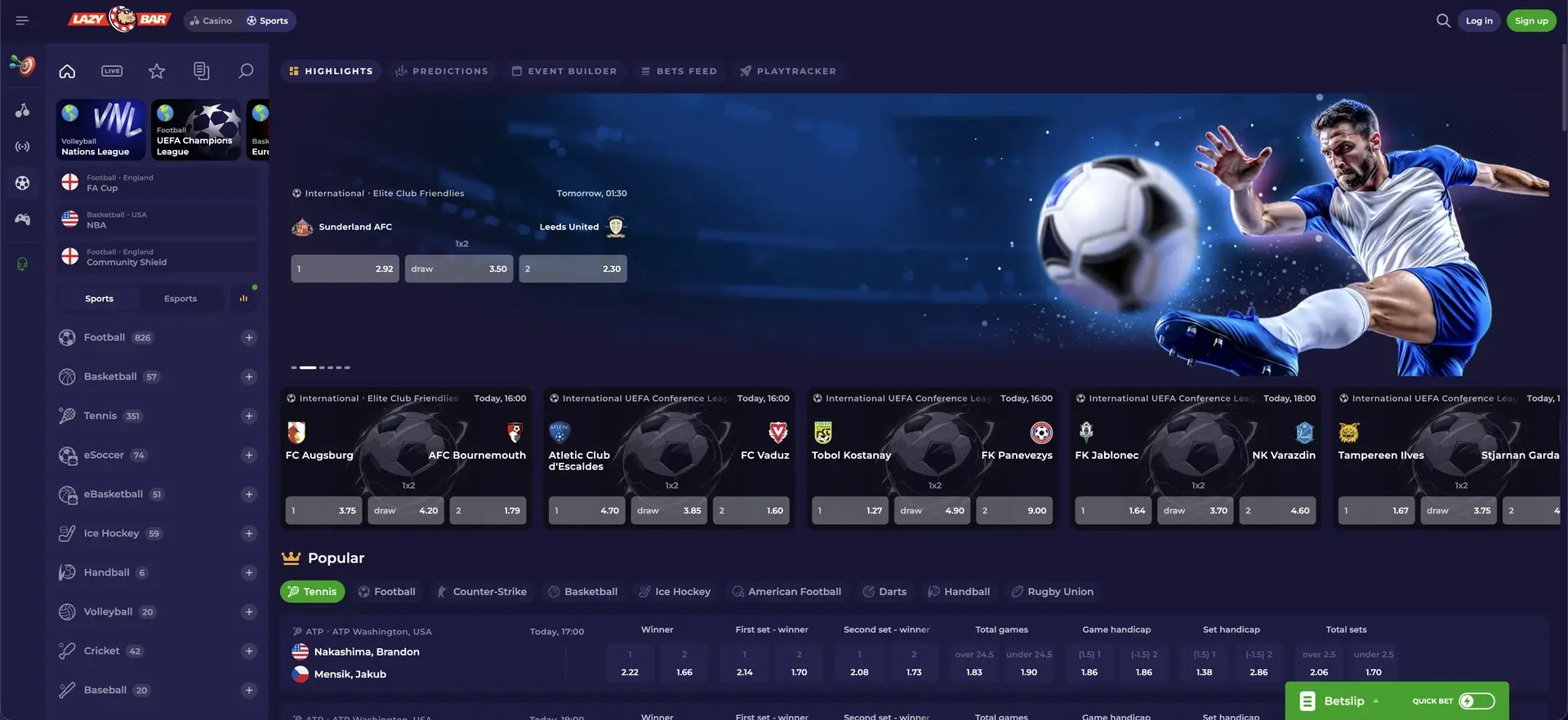 Sportweddenschappen bij Lazybar